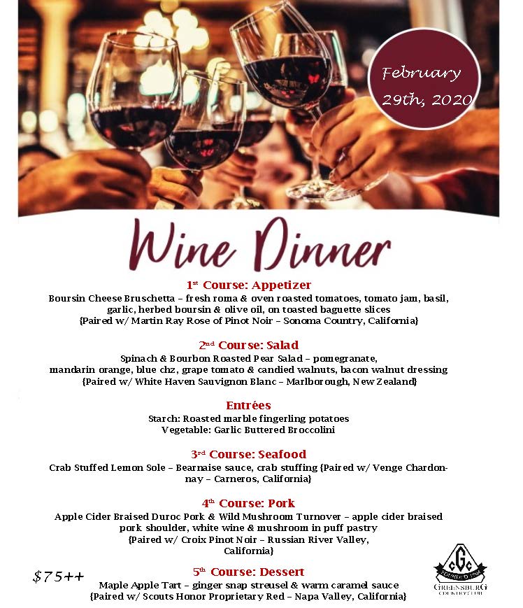 Winter Wine Dinner Flyer 2020